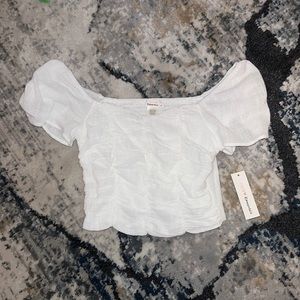 white ruffle crop top
